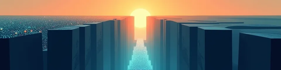 Abstract illustration representing the gap between AI ambition and operational readiness in enterprise