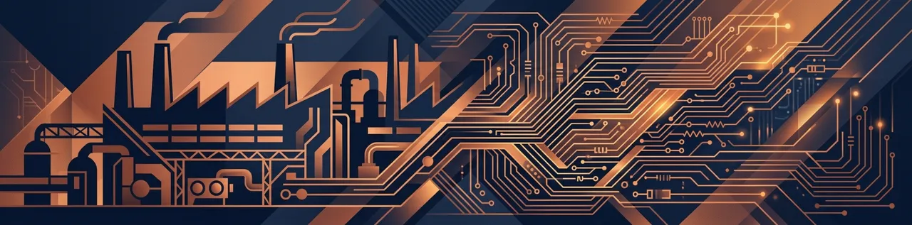 Abstract illustration of industrial and digital convergence