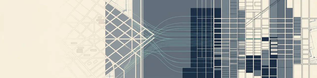 Abstract editorial illustration of a human interface fading into a structured API grid