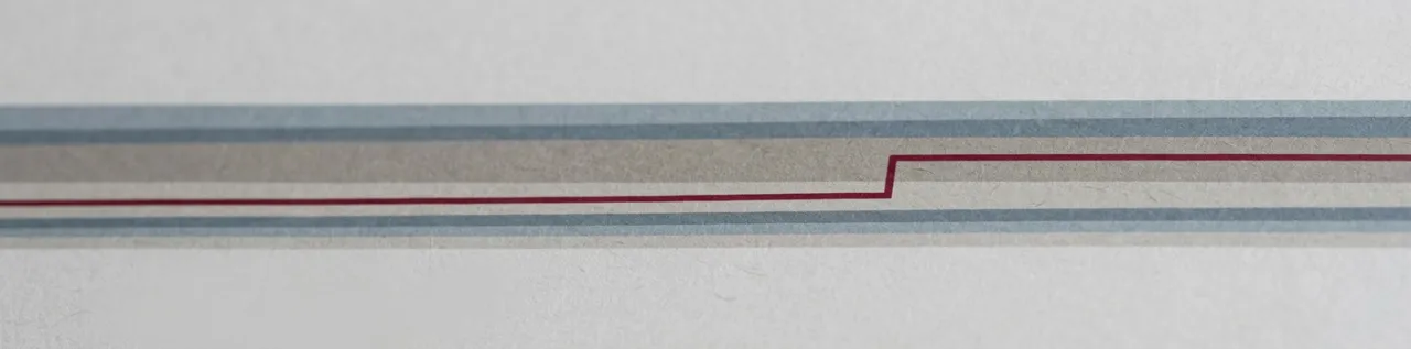 Abstract editorial banner showing a red line stepping up to a higher level and holding