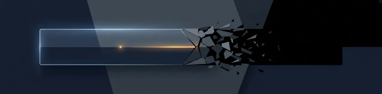 Abstract banner showing a glowing search bar dissolving into an opaque black void