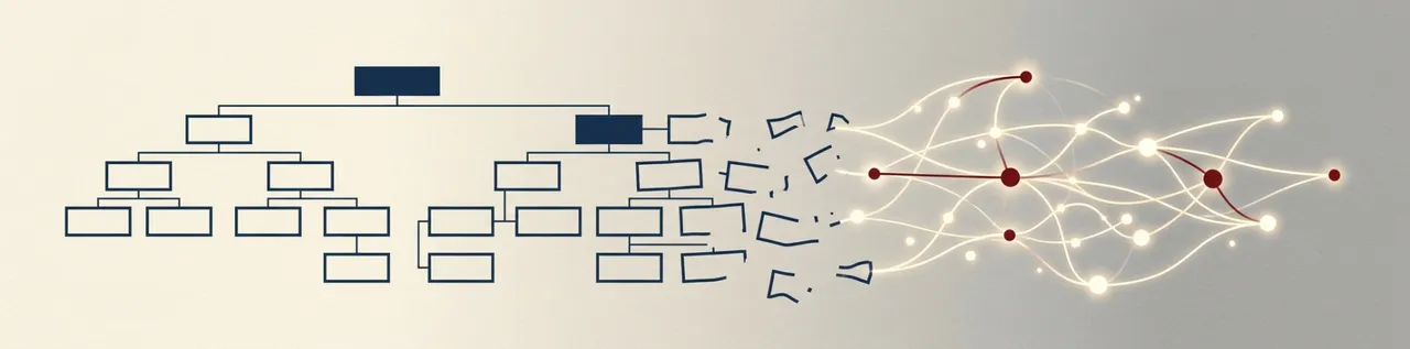 Abstract illustration of a business transforming into an intelligent system