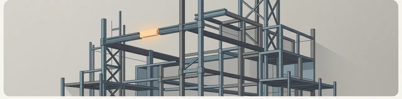 Abstract illustration of a scaffolding framework with one beam missing, representing a business process gap